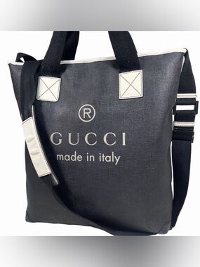 Gucci Black Canvas Tote 2way Bag